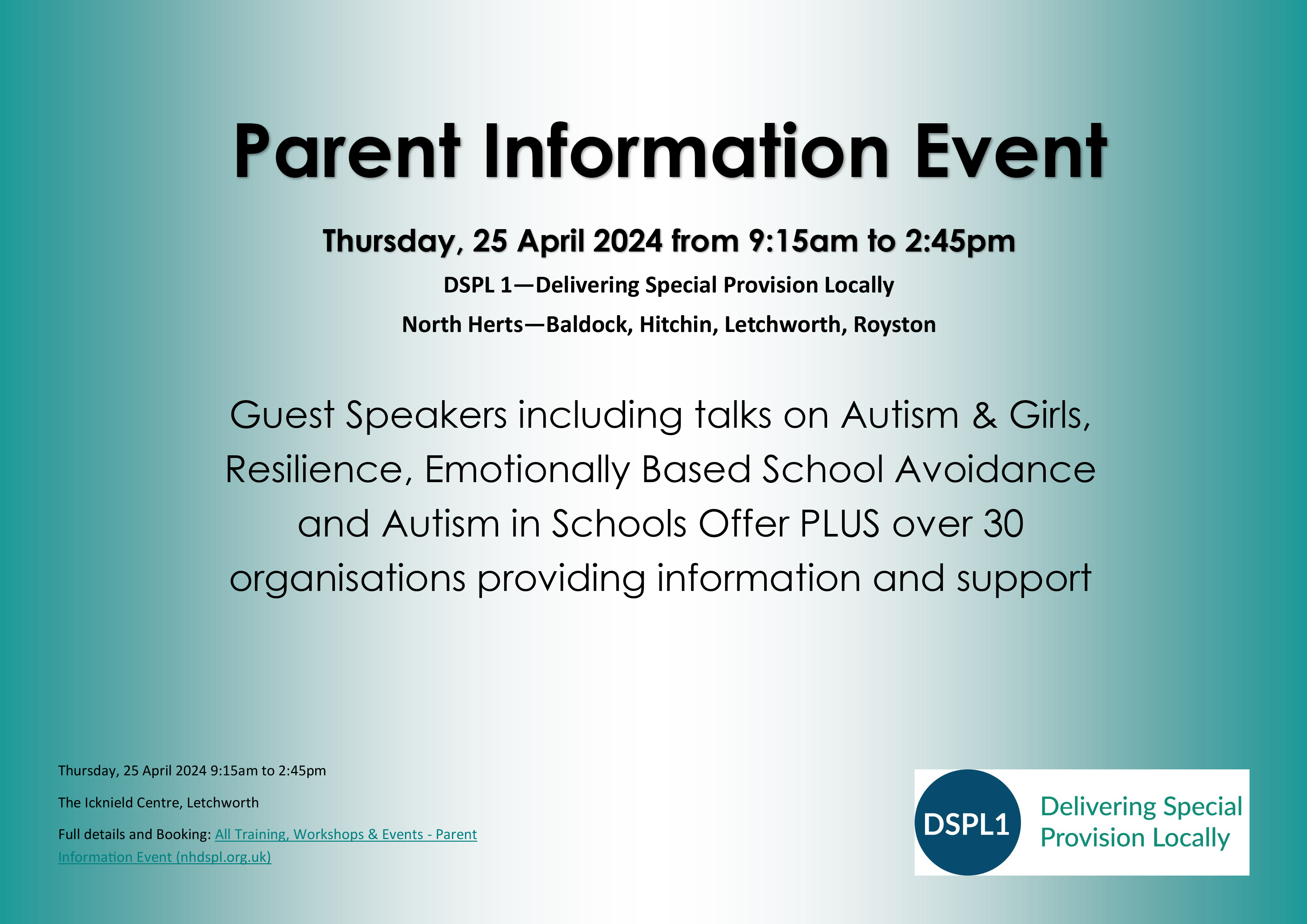 Parent Information Event April 2024 Postcard